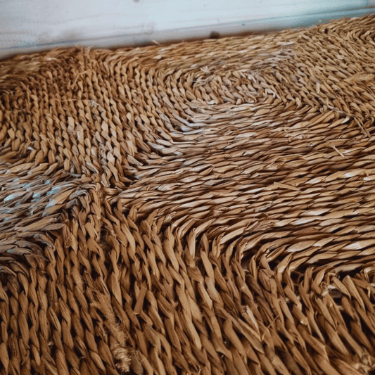 Primer plano de la textura de la alfombra de fibra natural