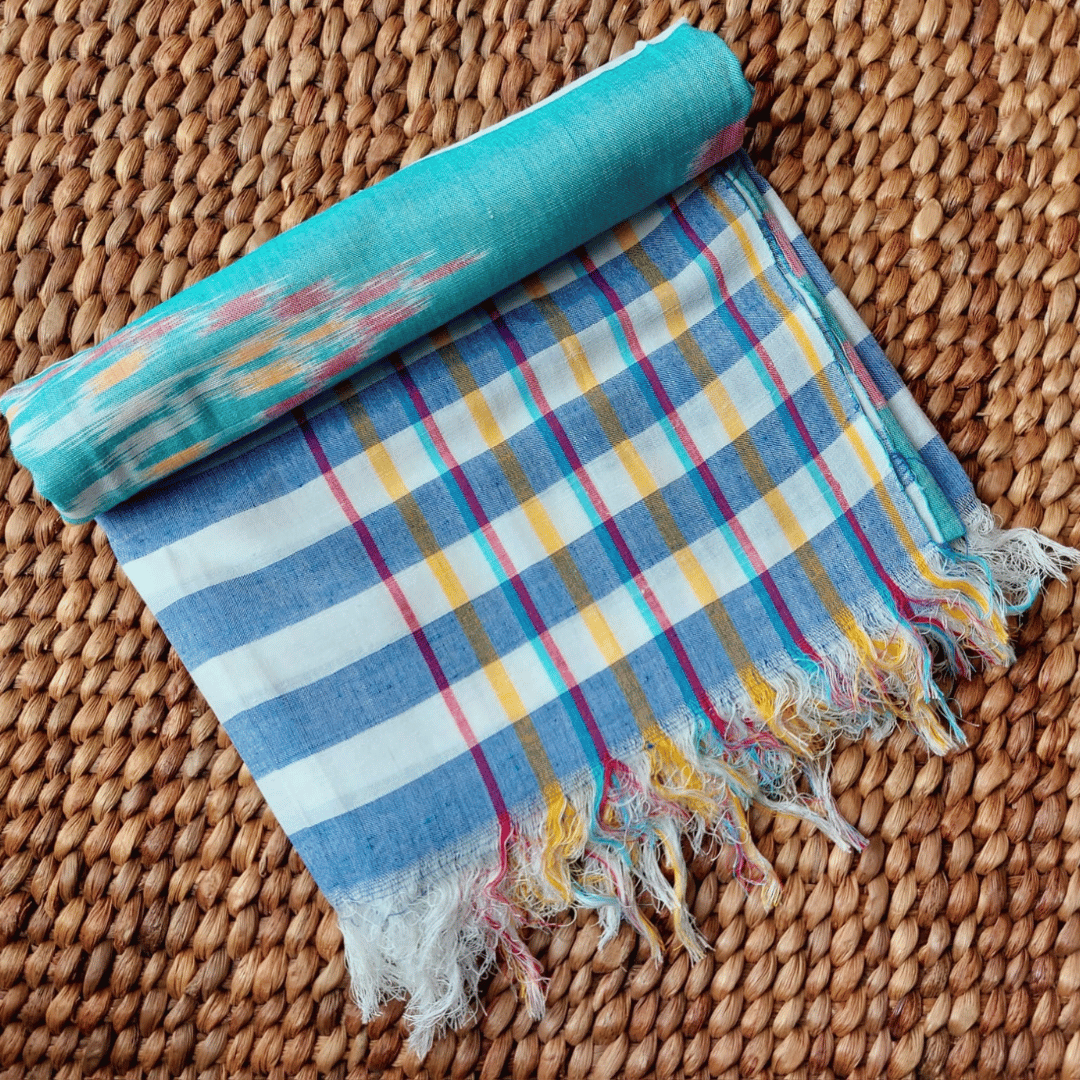 Pareo de algodón estilo boho color Agua Marina