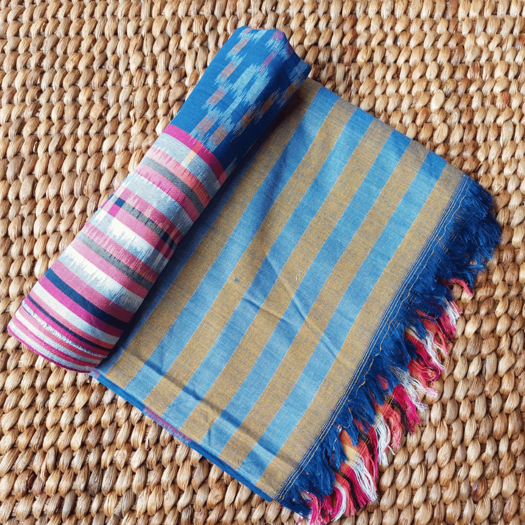 Pareo de algodón estilo boho color Azul Indigo