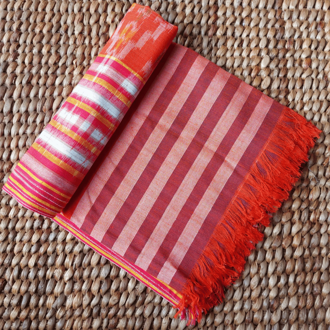 Pareo de algodón estilo boho color Coral