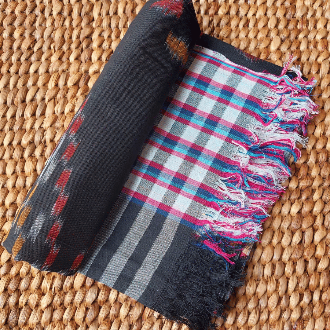 Pareo de algodón estilo boho color Negro