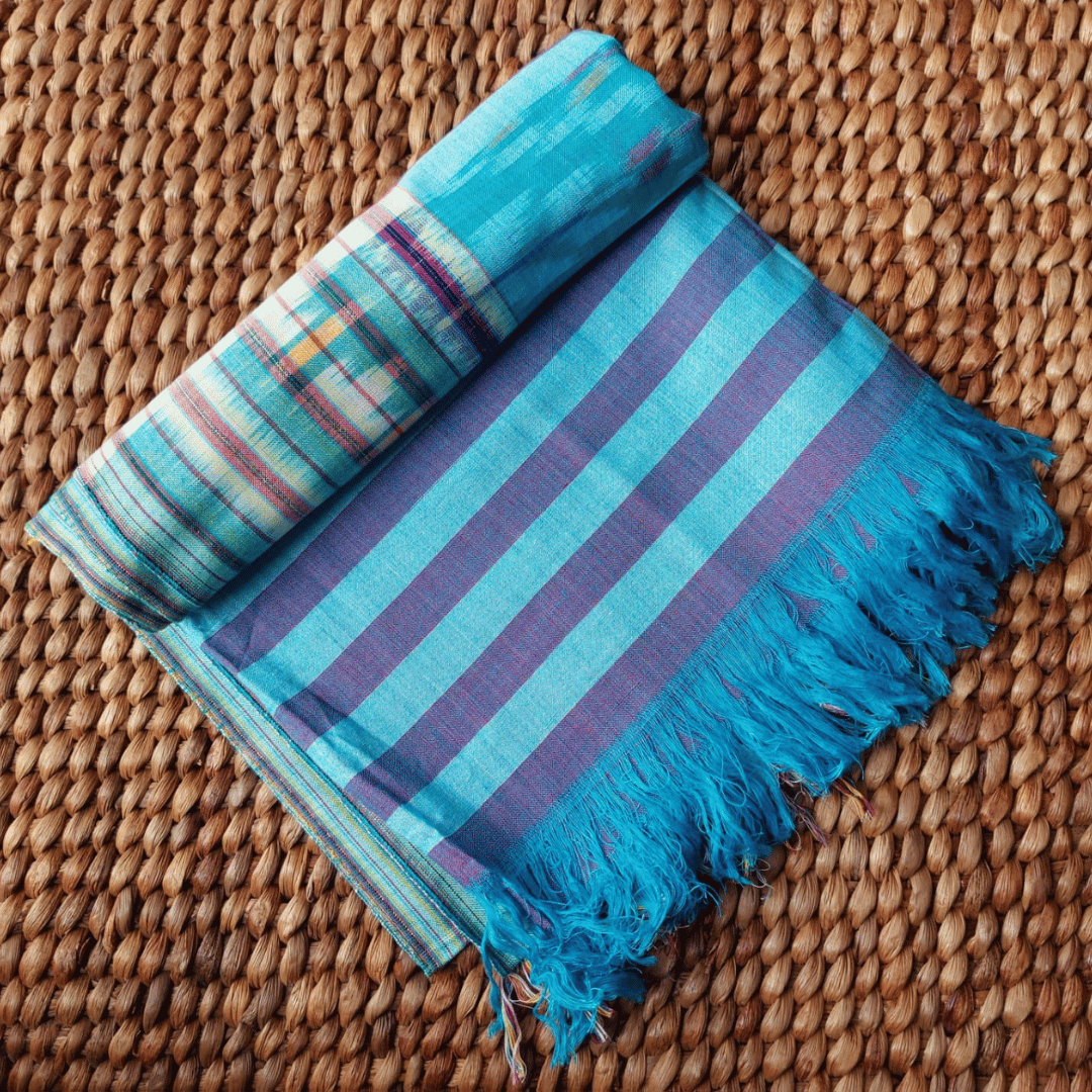 Pareo de algodón estilo boho color Turquesa