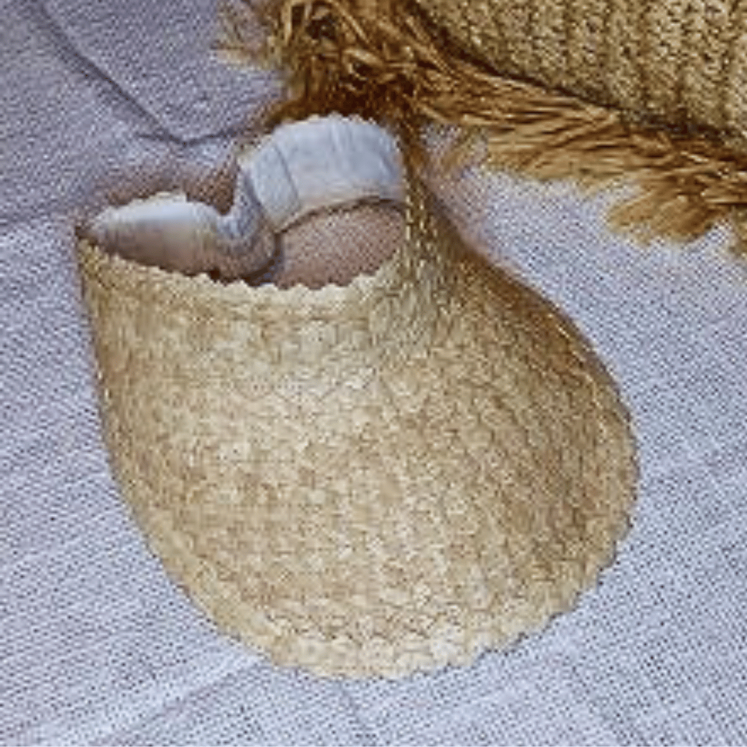 Visera de fibra natural de palma color natural con visor ancho estilo boho