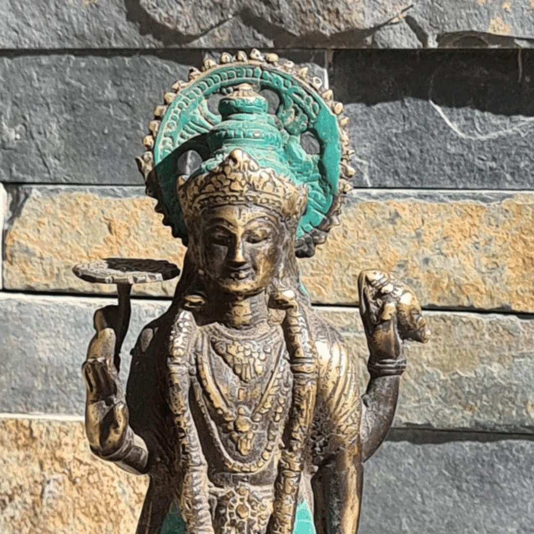 Deidad-Hindu-Figura-Vishnu-Bronce